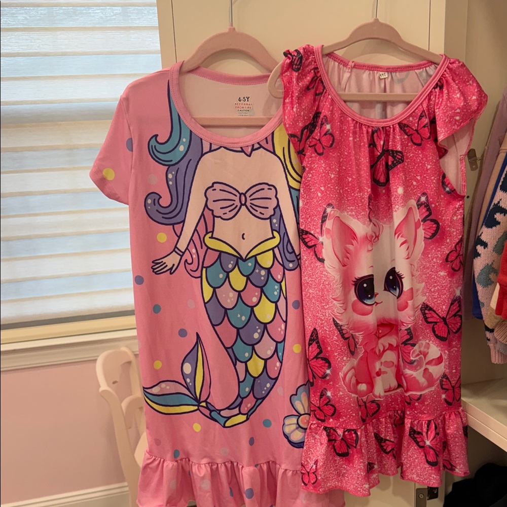 Pink Mermaid and Unicorn Kids Pajamas